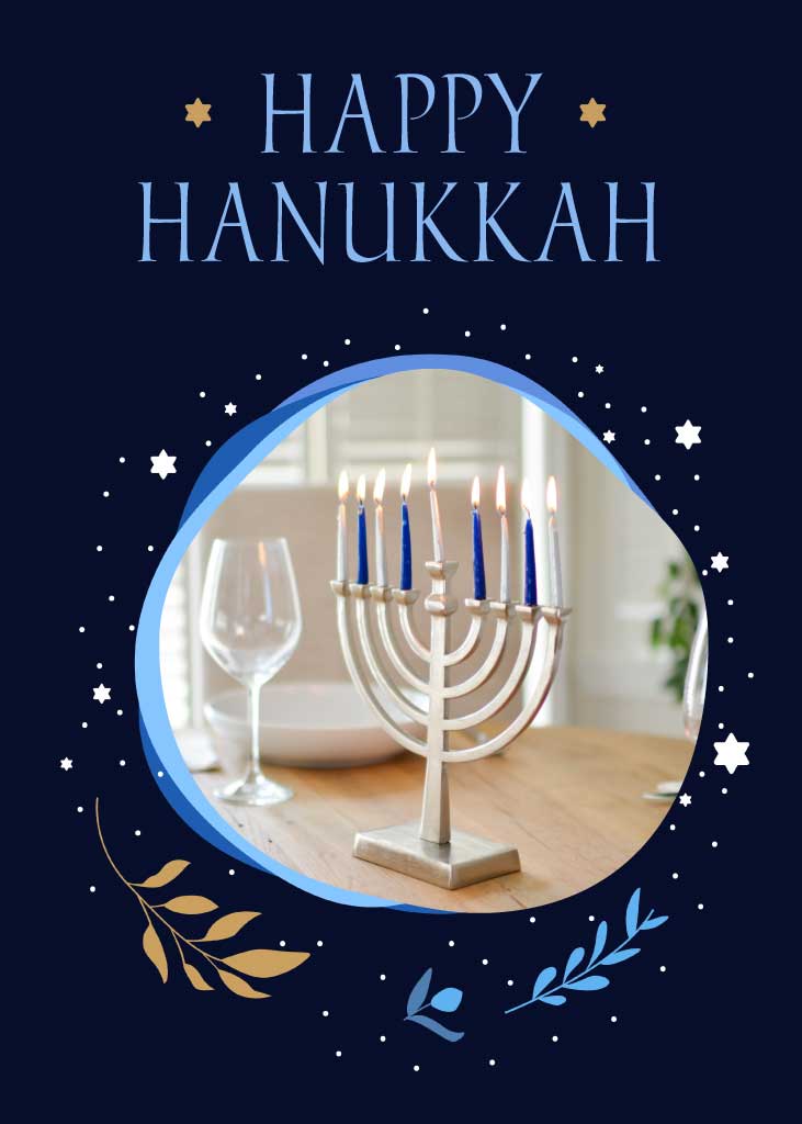 Elegant Navy Blue Hanukkah Celebration Poster