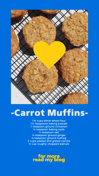 Delicious Carrot Muffins Recipe Blue Poster