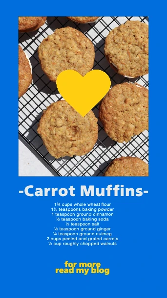 Template Delicious Carrot Muffins Recipe Blue Poster