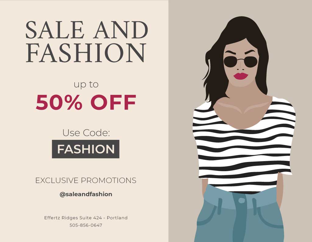 Chic Fashion Sale Poster Beige and Red Highlights