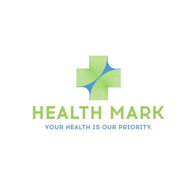 Template Health Mark Medical Services Poster in Green and Blue