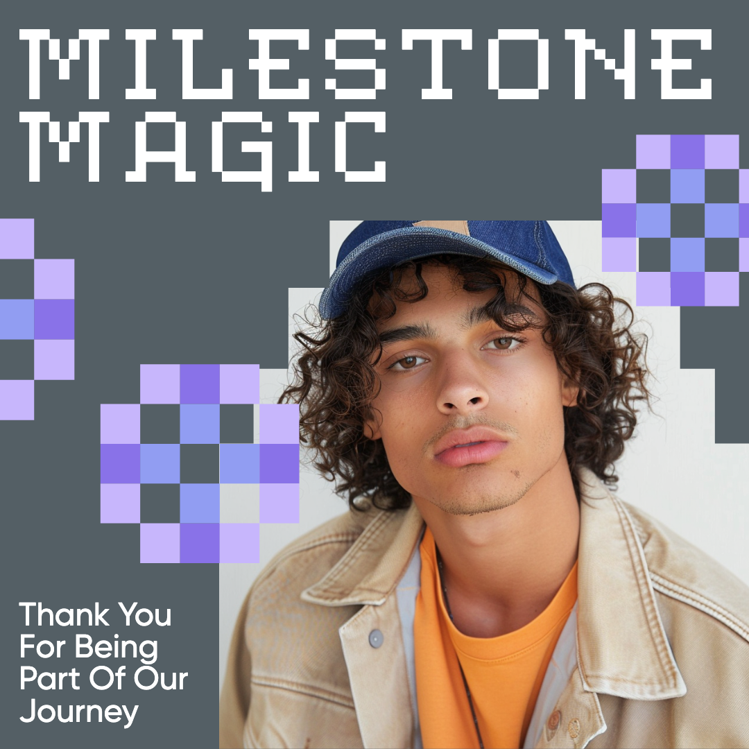 Milestone Magic Gratitude Instagram Post in Purple