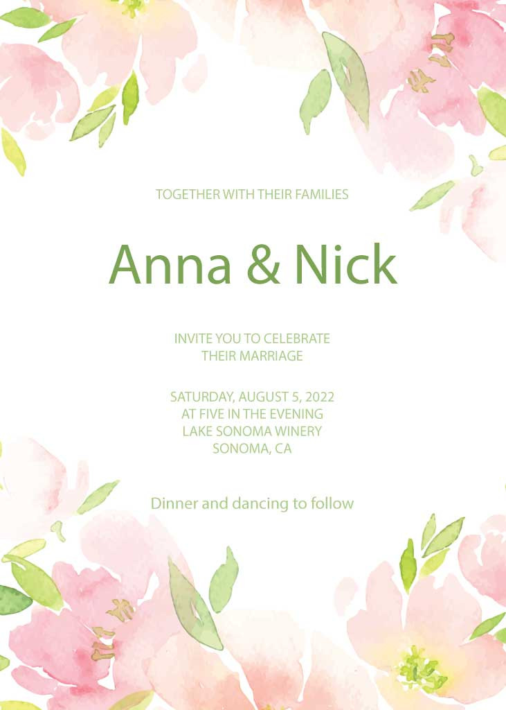Template Elegant Springtime Wedding Invitation Poster Design