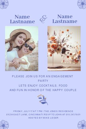 Elegant Blue Engagement Party Invitation Post