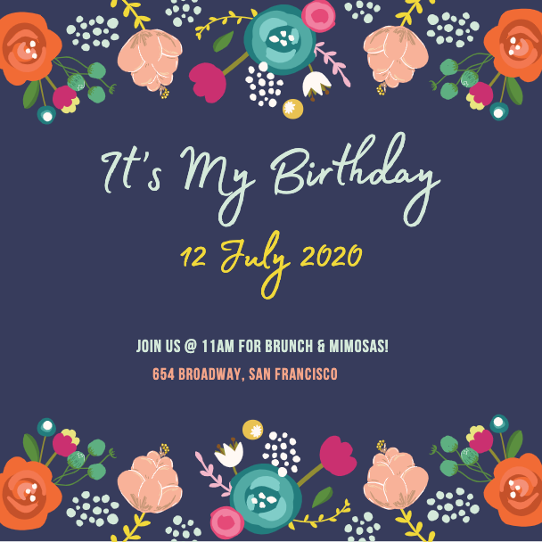 Navy and Coral Birthday Bash Invitation Post