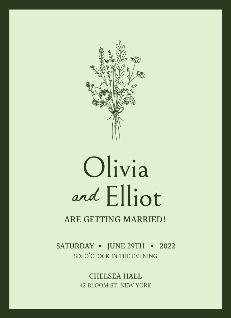 Elegant Green Wedding Invitation Post Template