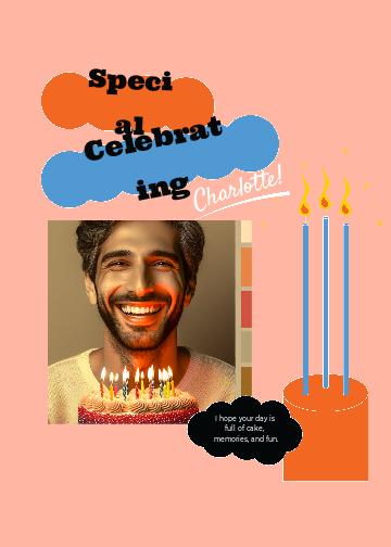 Cheerful Blue and Orange Birthday Post Template