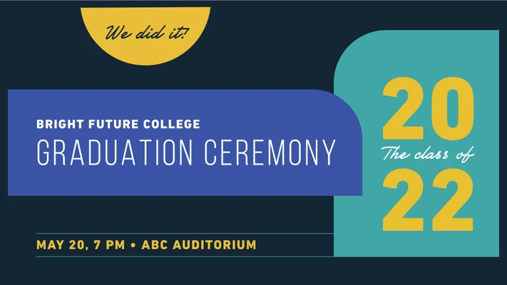 Template Elegant Navy and Teal Graduation Poster Design