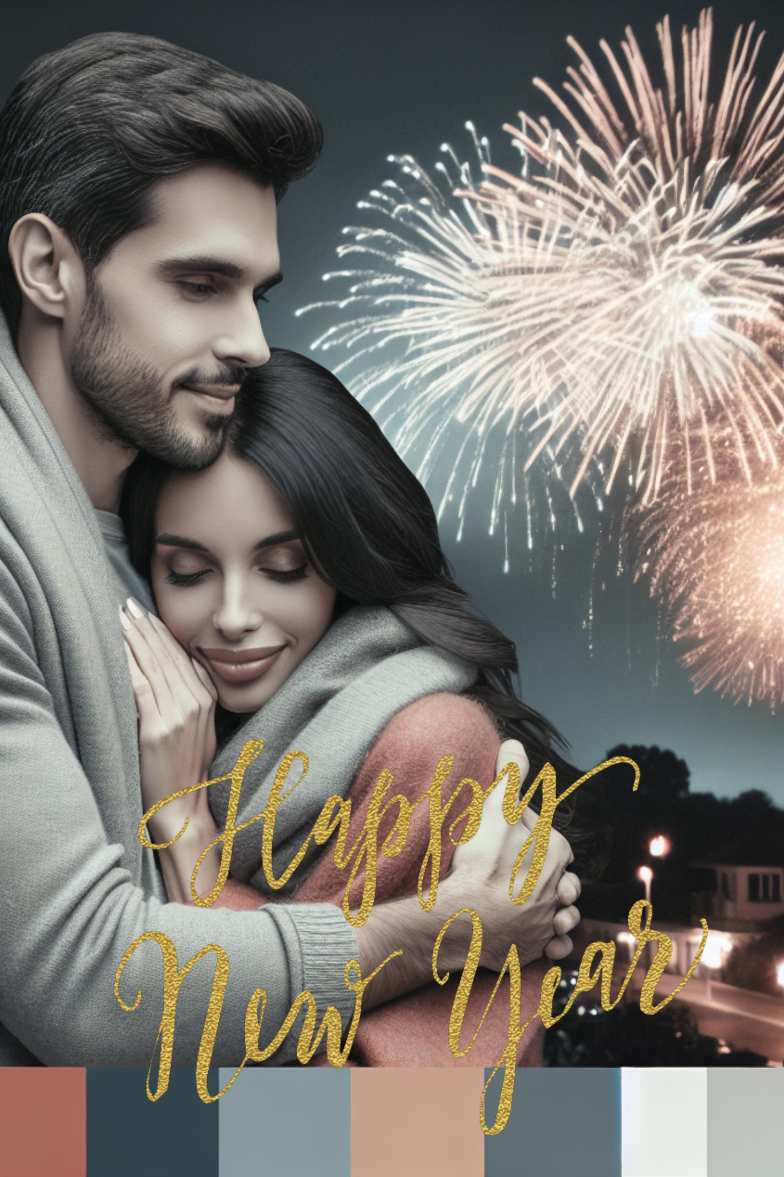 Romantic New Year Celebration Poster in Black and Gold