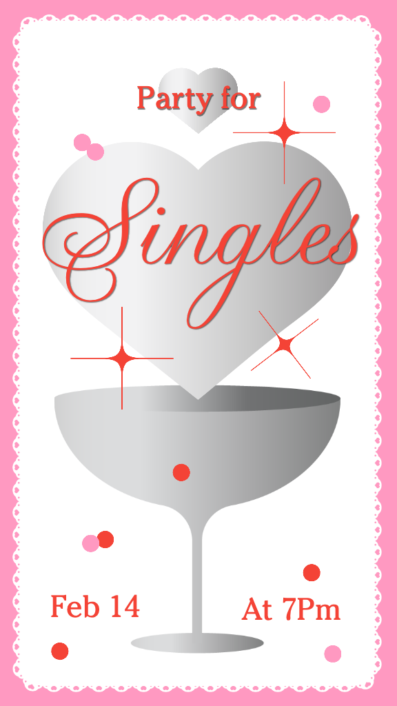 Valentine's Day Singles Social Event Poster Pink Gray