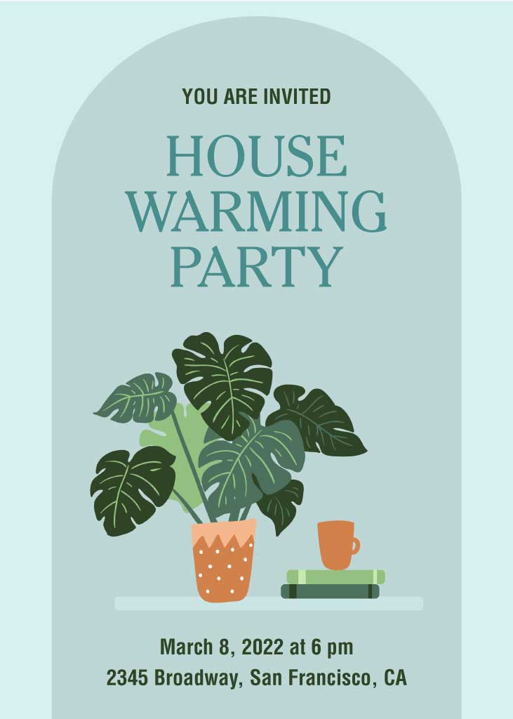 Chic Teal Housewarming Invitation Poster Design