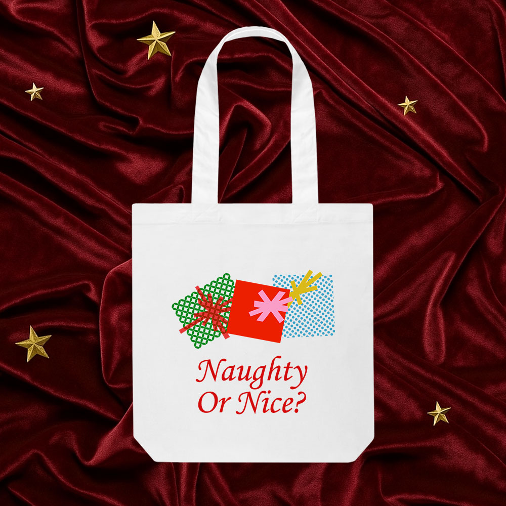 Template Playful Holiday Tote Bag Design Red