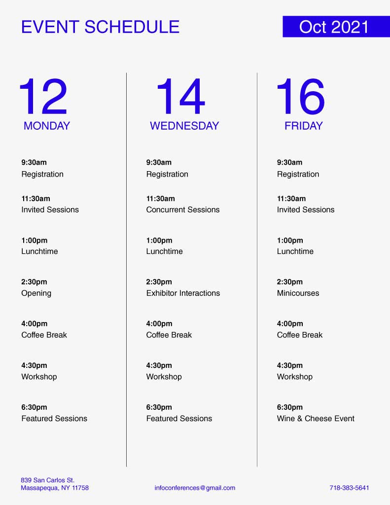 Template Sleek Blue White Conference Schedule Poster