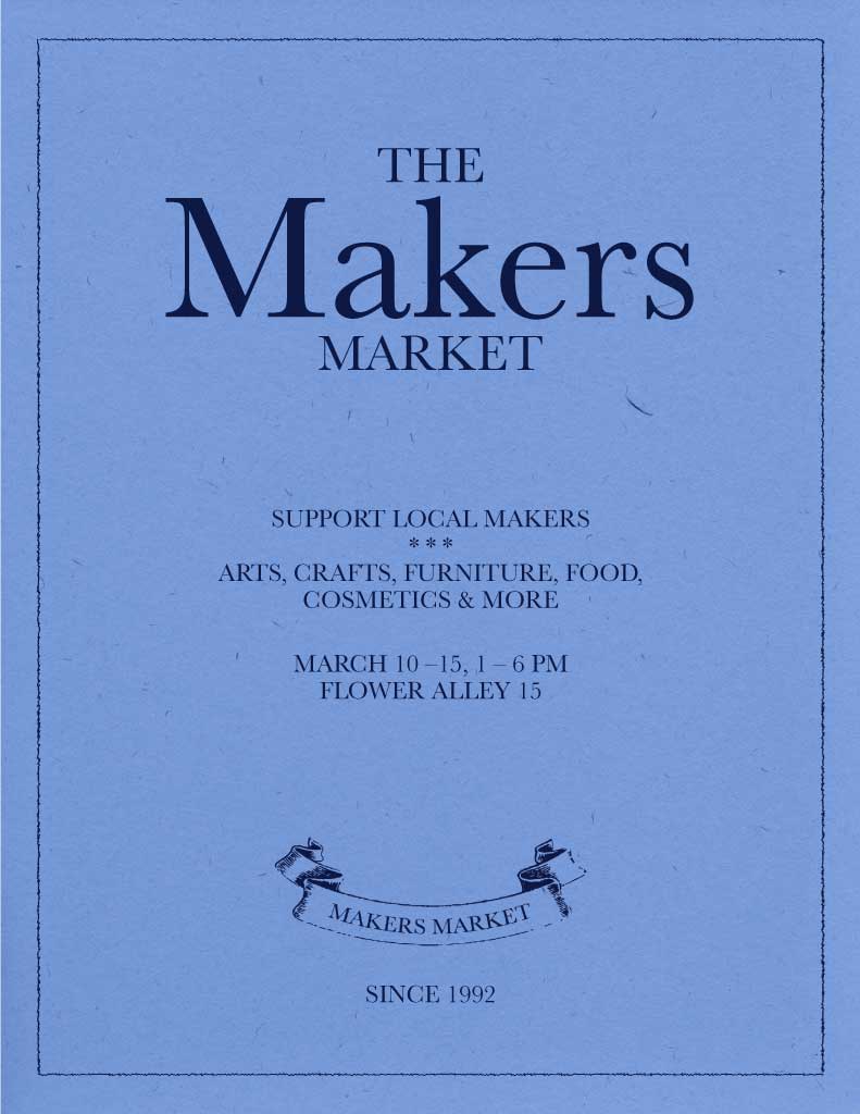 Chic Blue Makers Market Event Poster