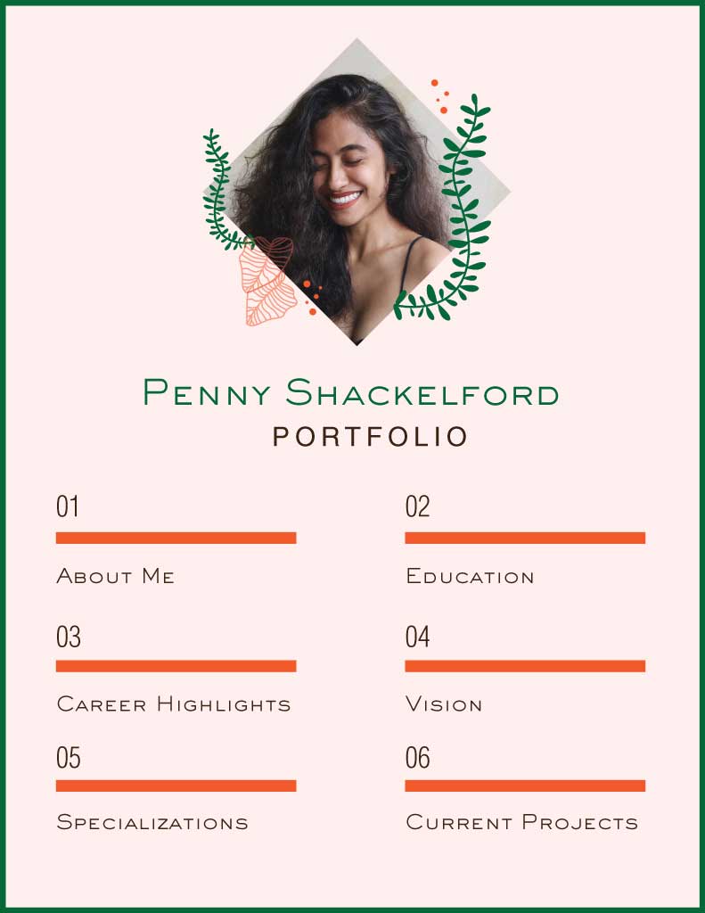 Chic Green and Peach Portfolio Template Design