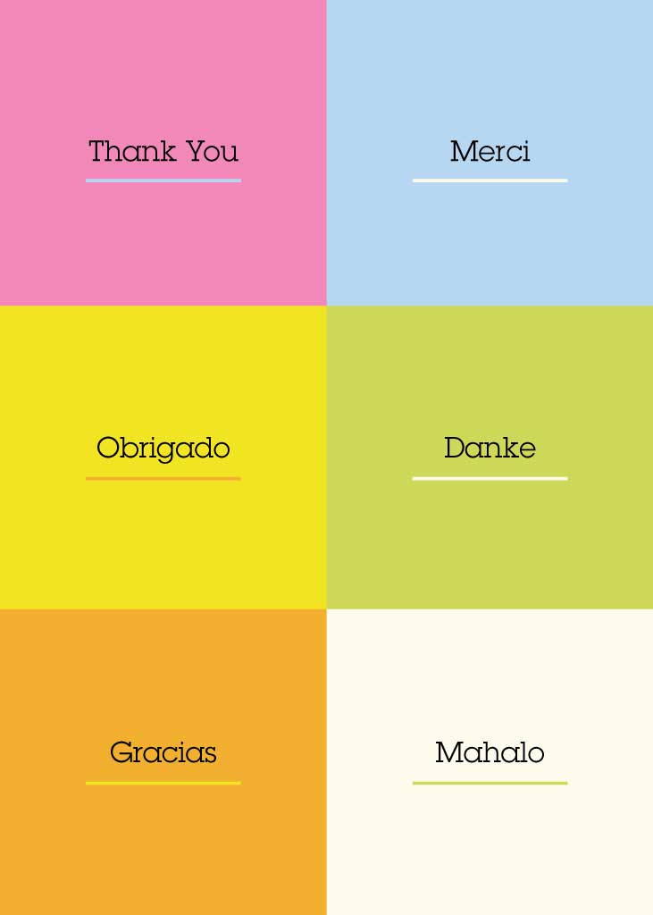 Template Multilingual Thank You Postcard Template in Pastel Tones