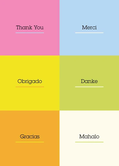 Template Multilingual Thank You Postcard Template in Pastel Tones