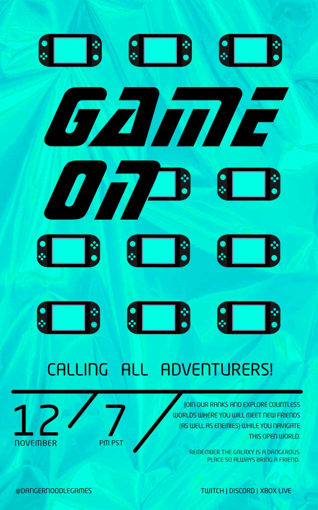 Turquoise Gaming Event Poster with Catchy Design