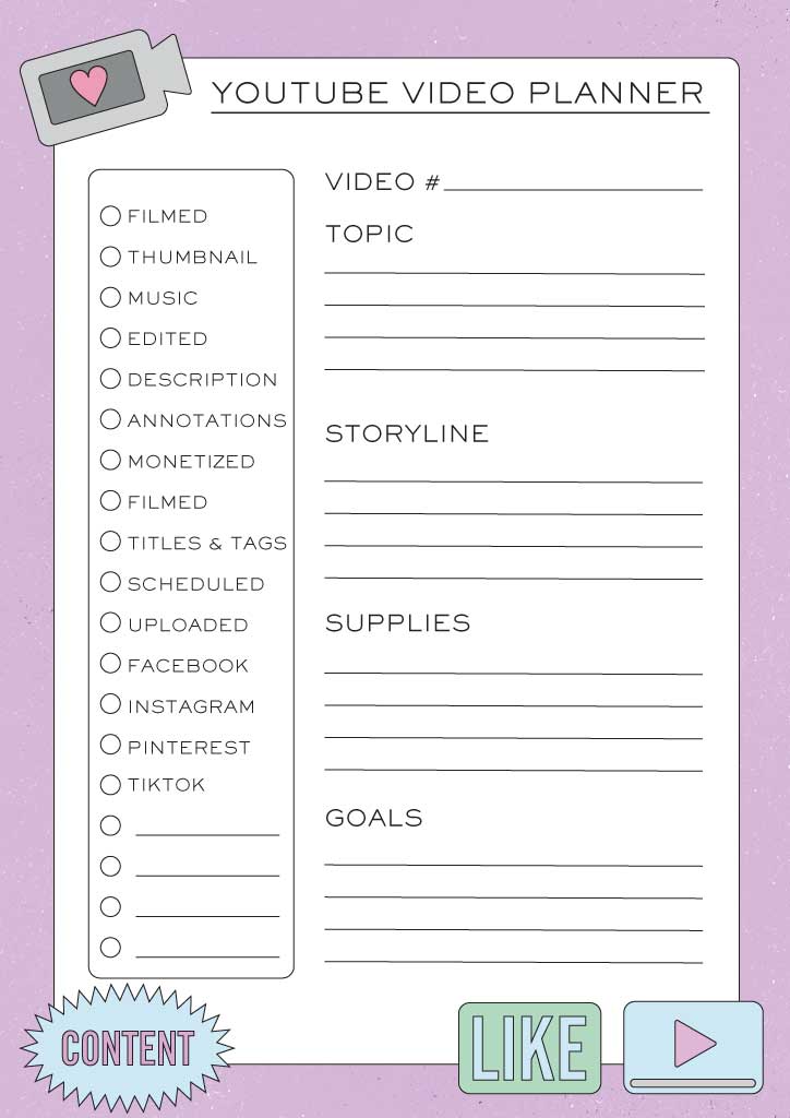 Lavender YouTube Video Planner Post Template