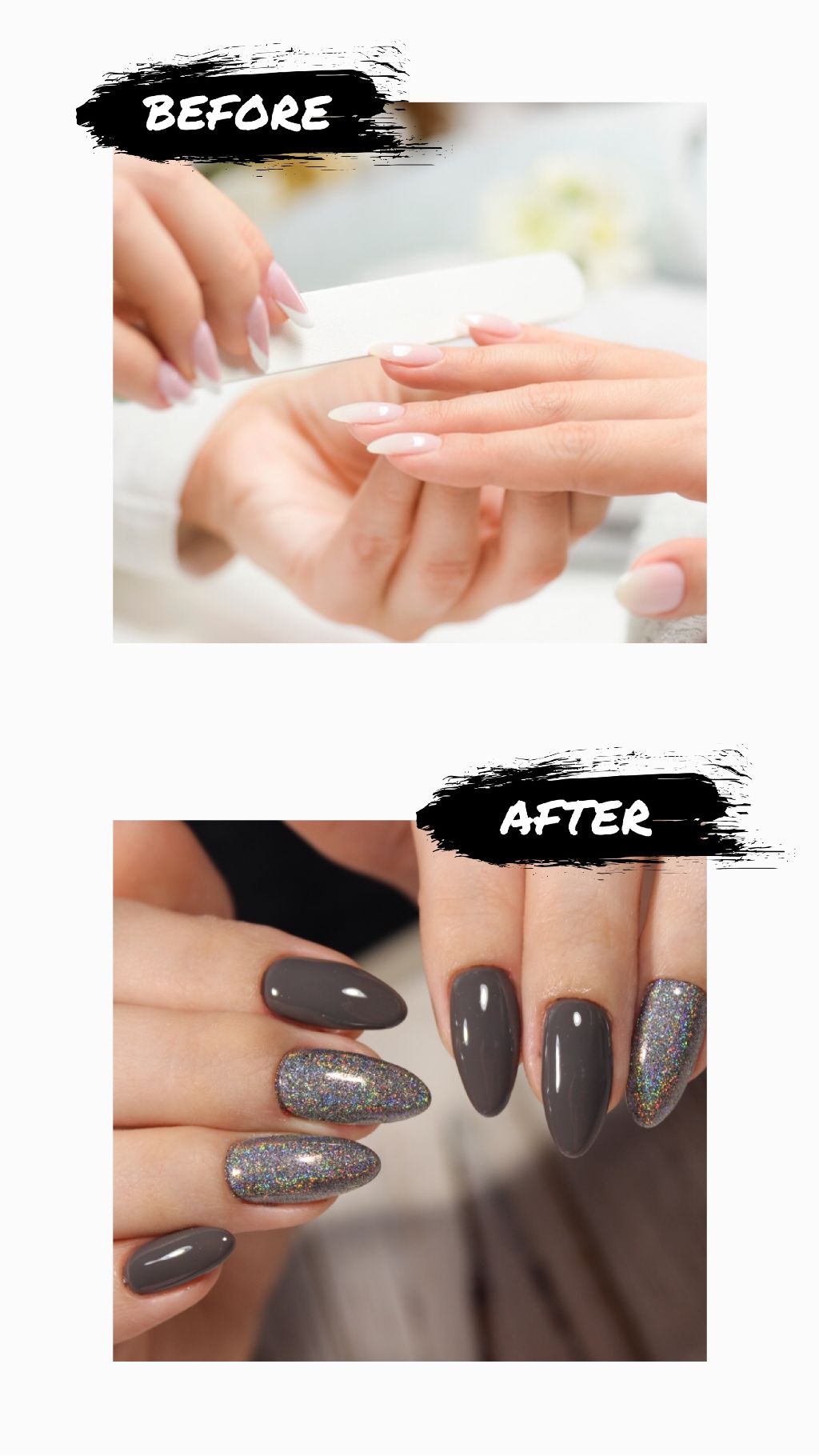 Chic Transformation Nail Salon Poster in Black and White