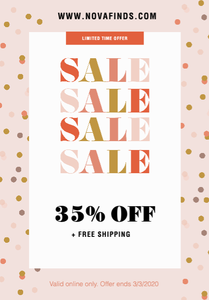 Trendy Coral Sale Ad Poster with Free Shipping