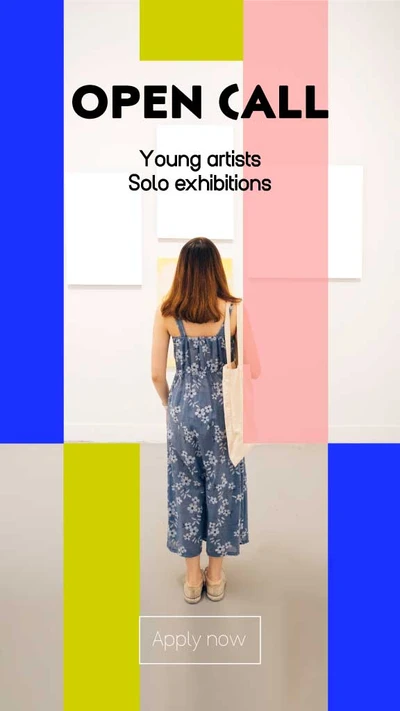 Template Art Exhibition Open Call Poster Pink Blue Highlights