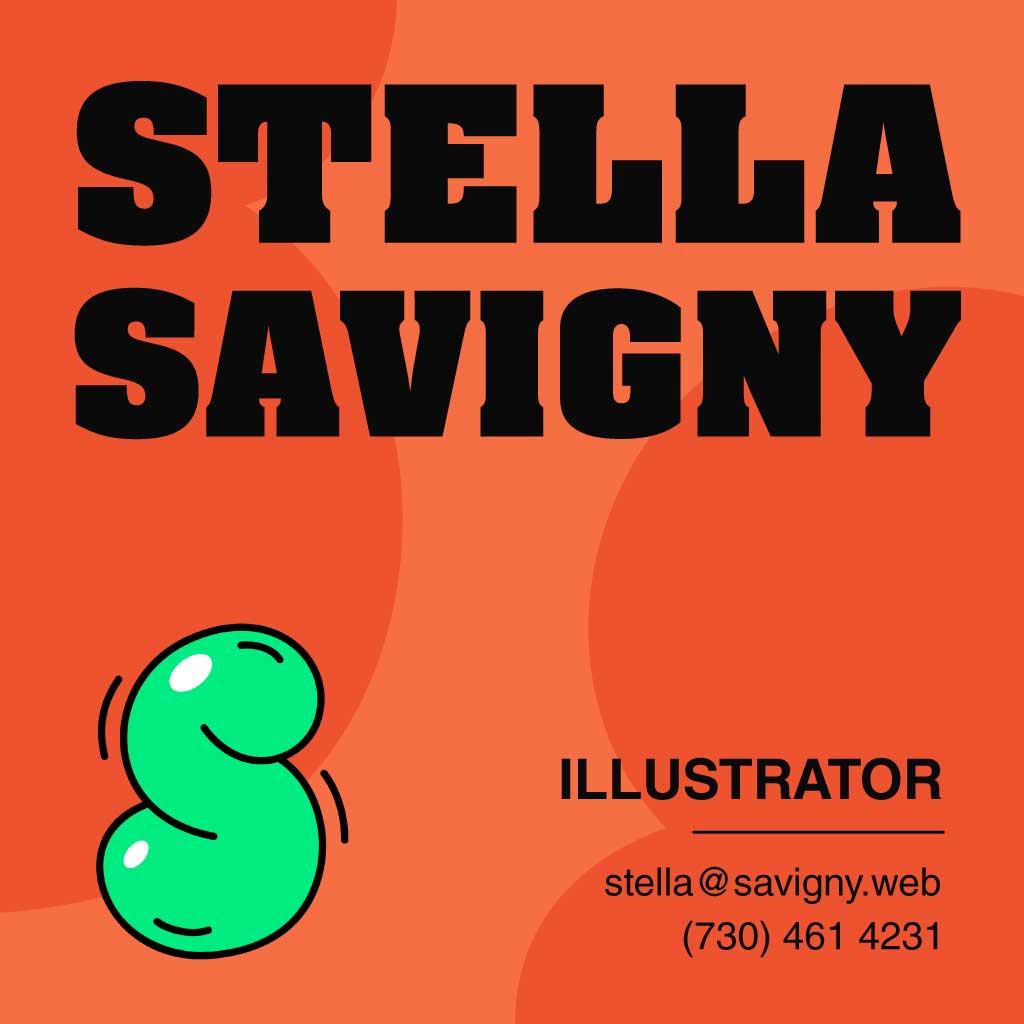 Orange Green Modern Illustrator Business Card