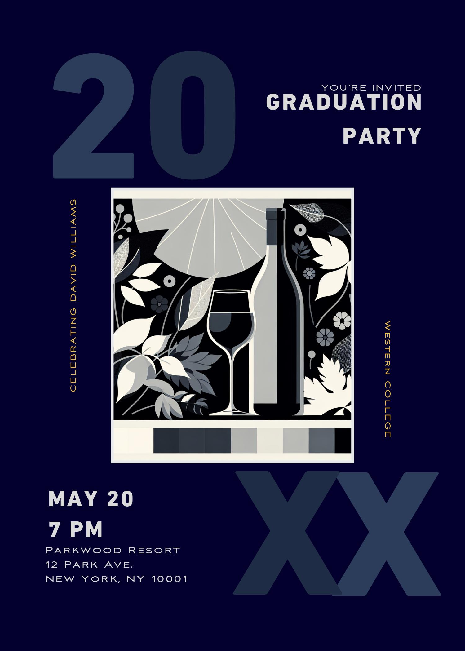 Navy Blue Chic Graduation Party Poster