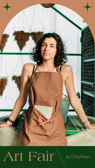 Template Art Fair Event Poster with Green Accents