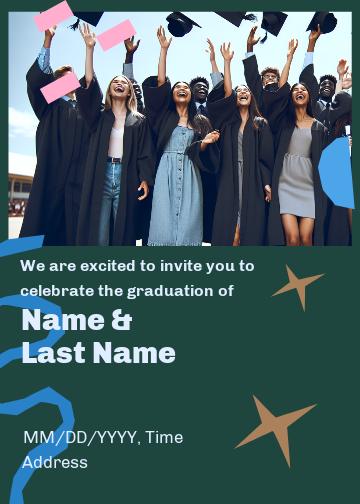 Blue and Pink Graduation Party Invitation Post