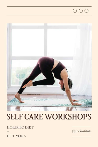 Template Elegant Yoga Wellness Workshop Poster Peach