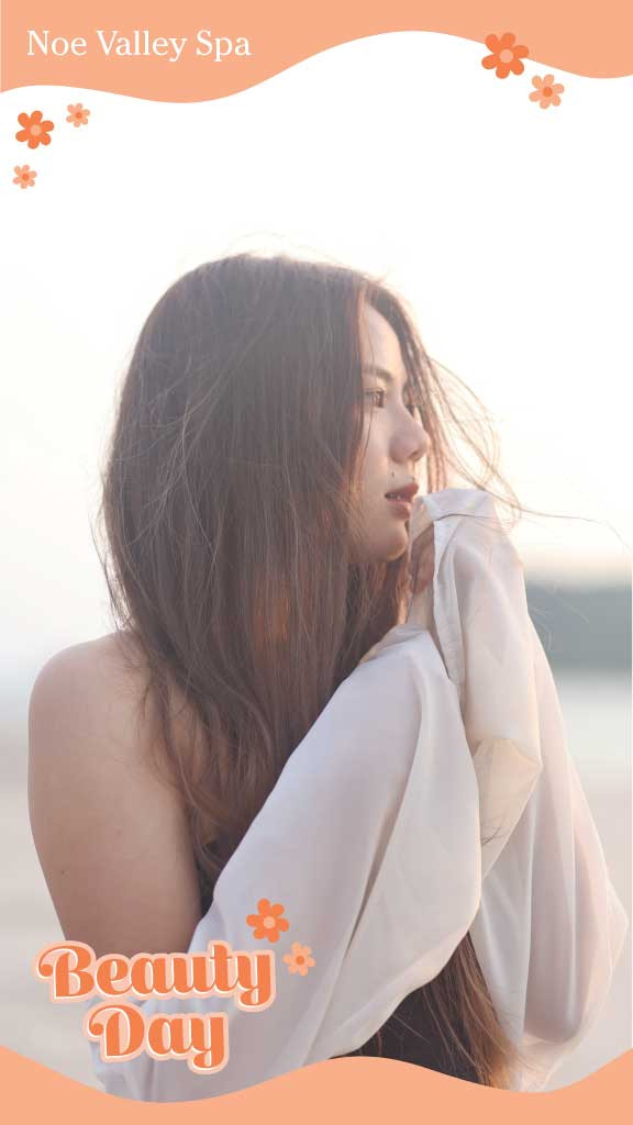 Template Relaxing Spa Day Sale Poster Peach Cream Tones