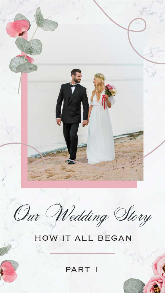 Template Elegant Pink and White Wedding Story Post