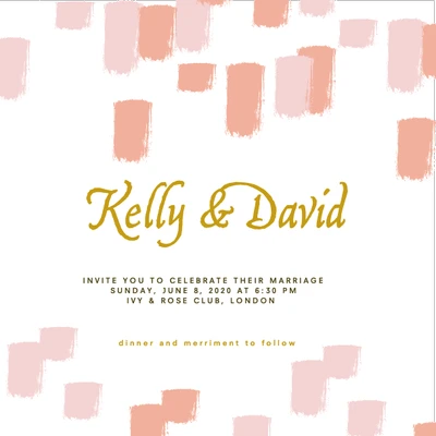 Template Elegant Coral and White Wedding Invitation Post