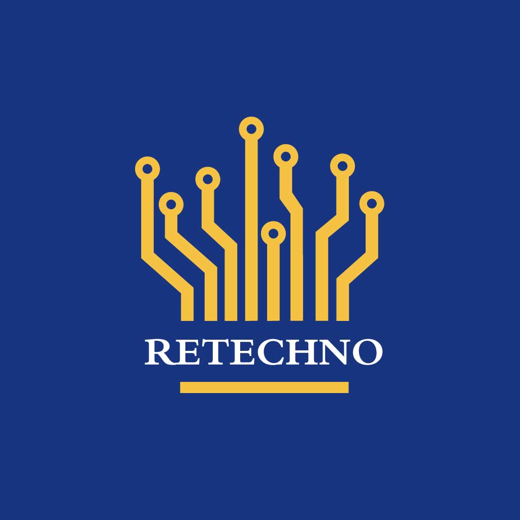 Blue and Yellow Tech Company Logo Post