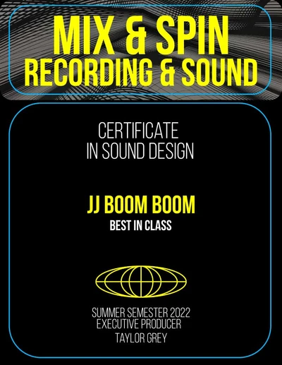 Modern Black and Yellow Sound Design Certificate