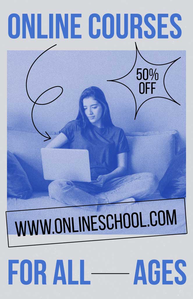 Template Exclusive Online Courses Blue Poster Offer