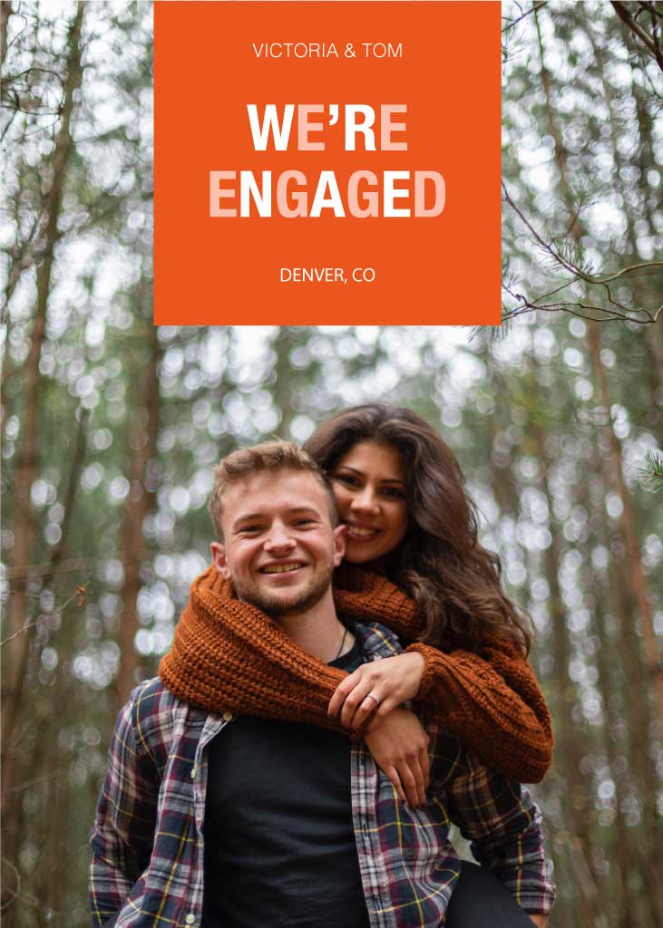 Orange Engagement Announcement Poster Template