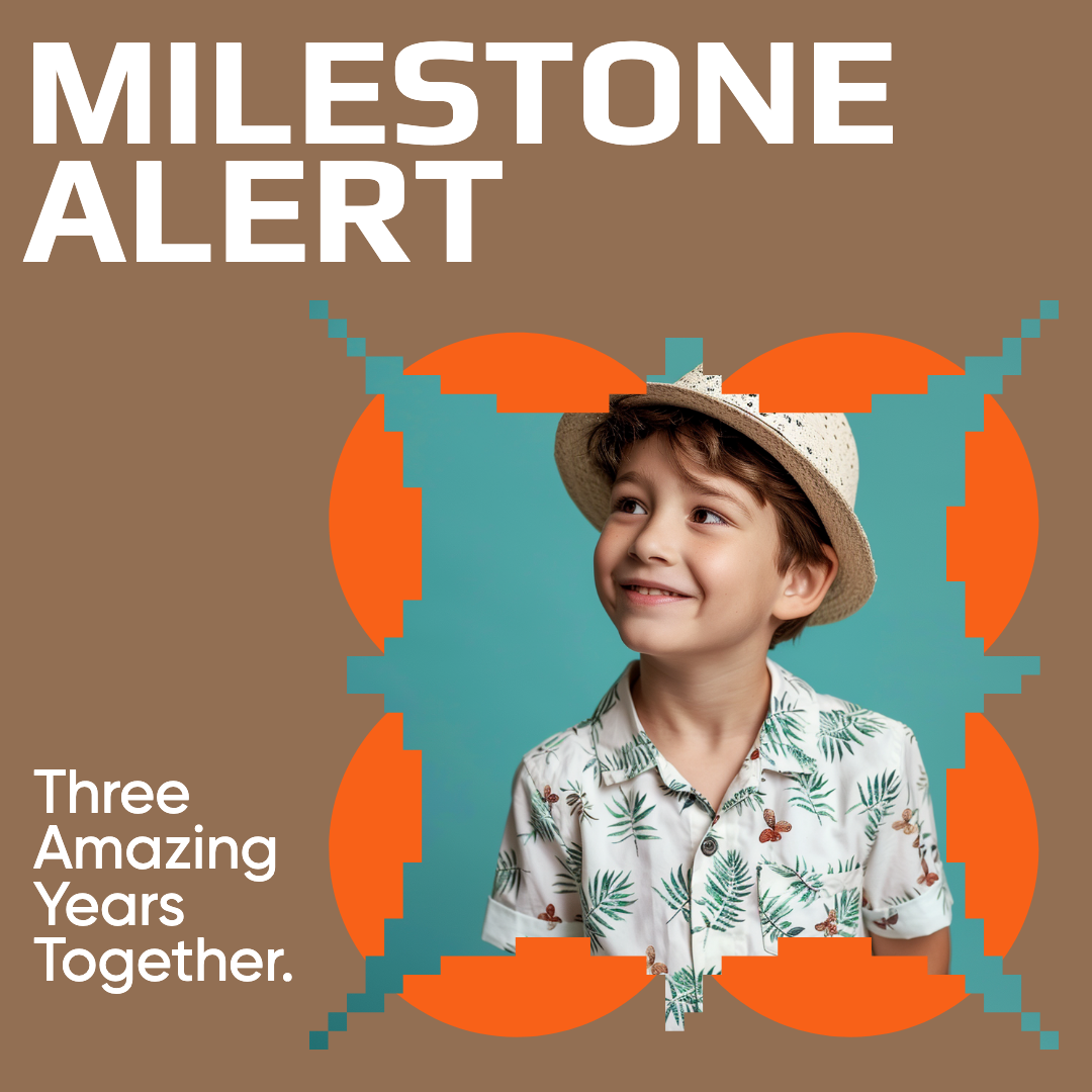 Celebratory Milestone Alert Instagram Post with Orange Teal Contrast