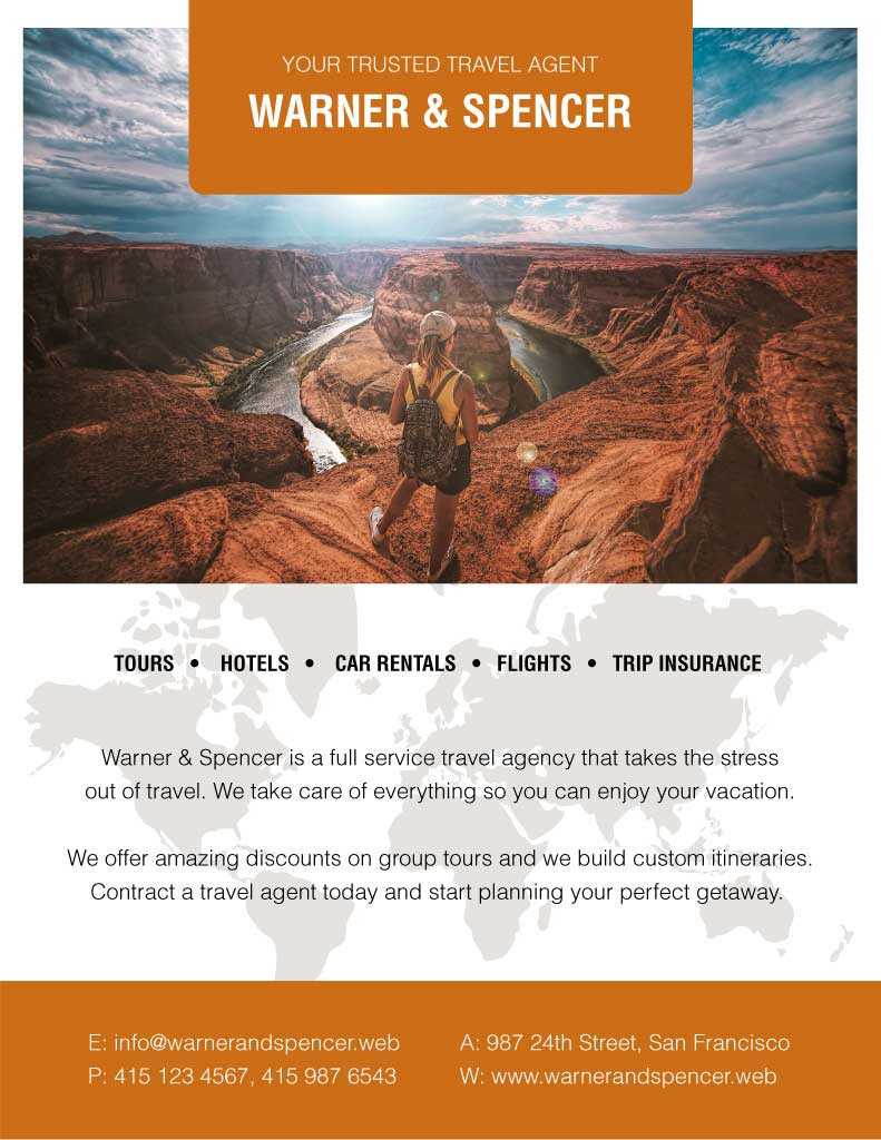 Template Scenic Canyon Adventure Travel Poster Orange Accent