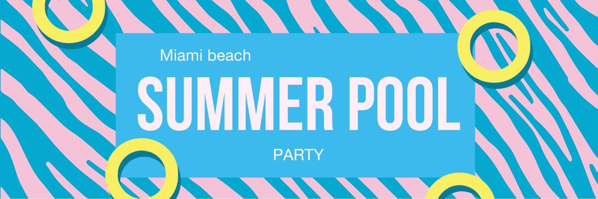 Blue and Pink Summer Pool Party Poster