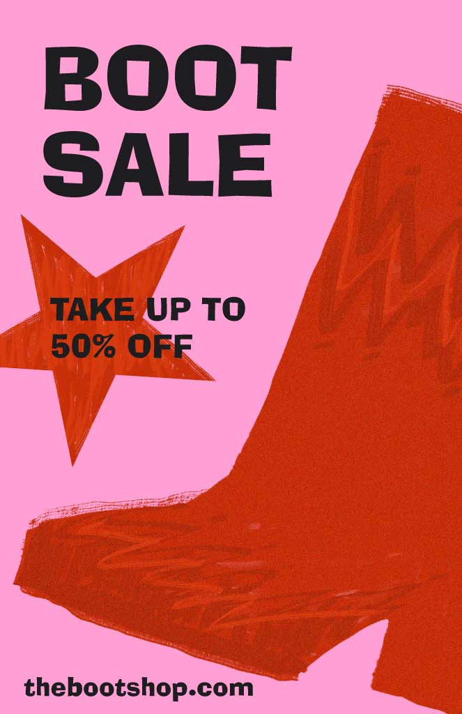 Template Stylish Red Pink Boot Sale Ad Poster