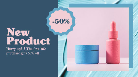 Chic Pink Blue Cosmetic Product Ad