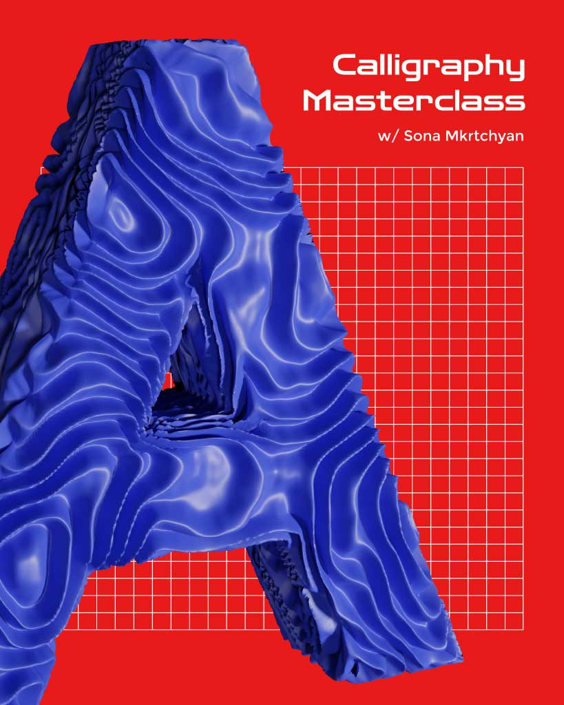 Template Vibrant Blue Calligraphy Masterclass Poster Design