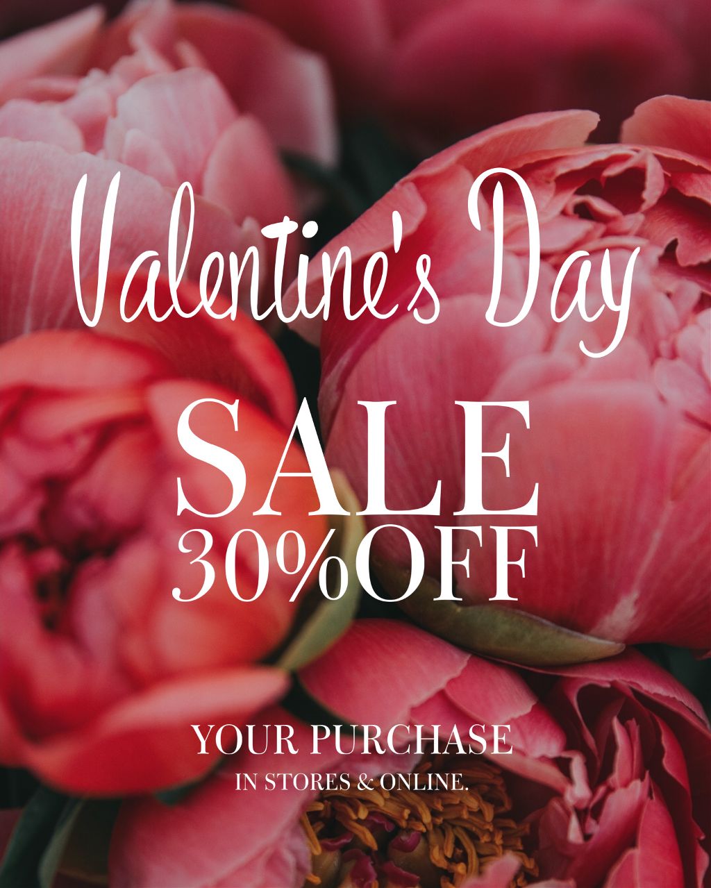 Valentine's Day Pink Peony Sale Poster