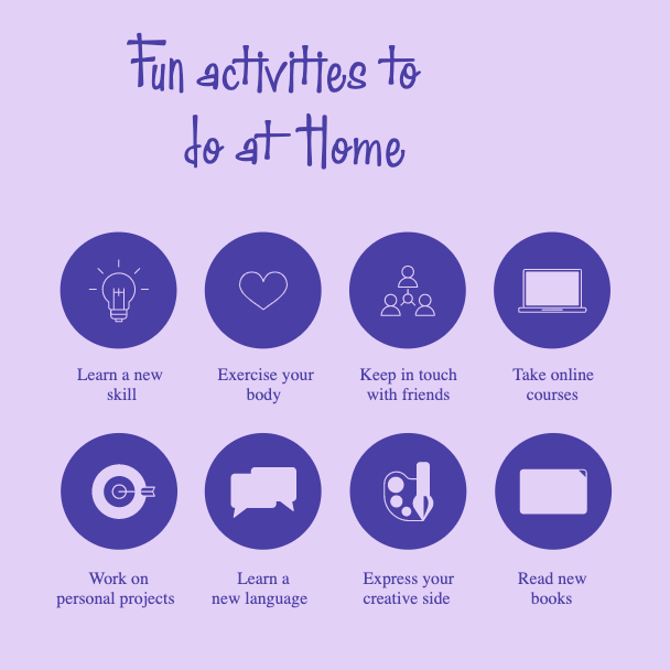 Template Vibrant Purple Home Activities Poster Design