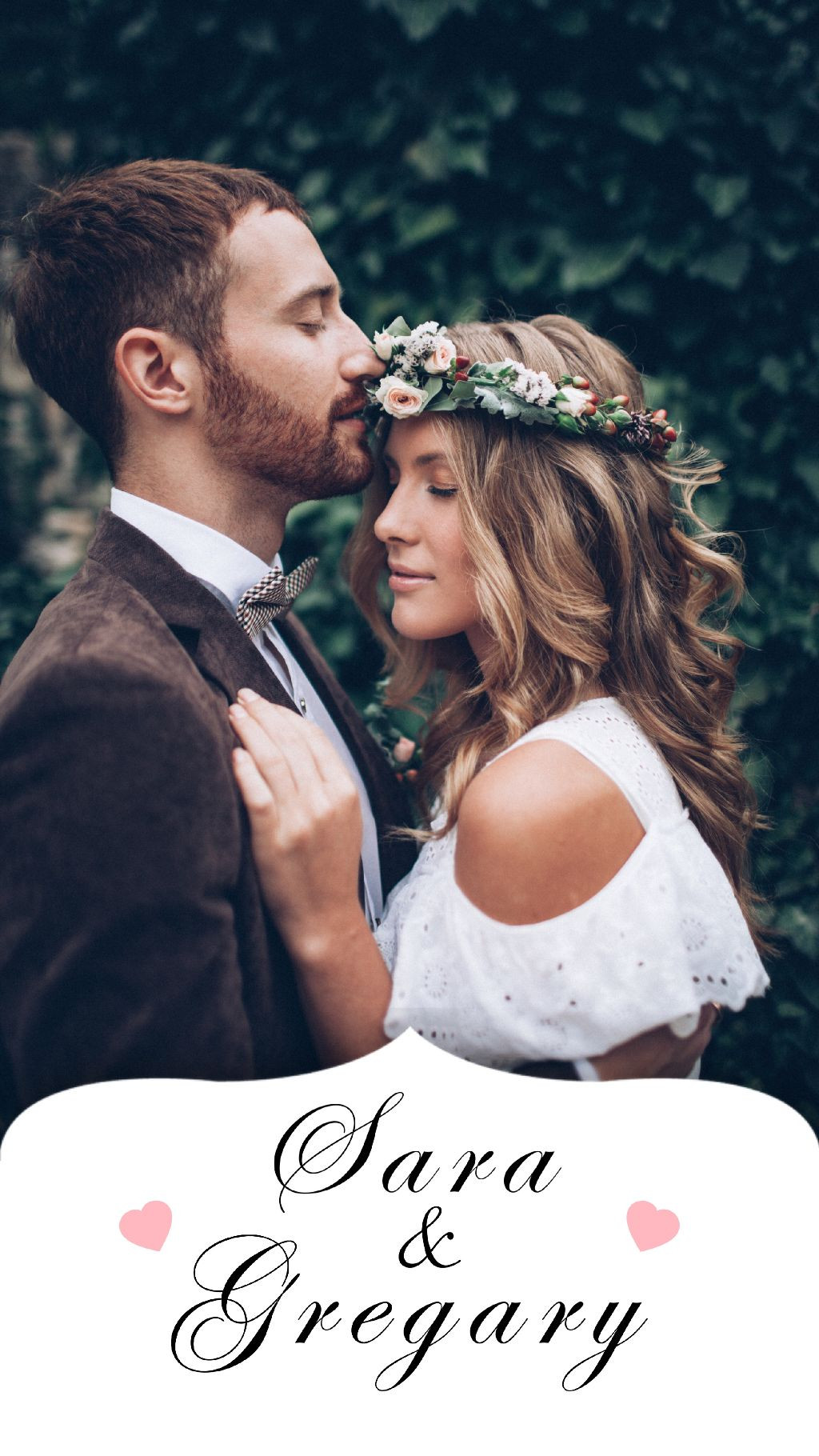 Template Romantic Green and Brown Wedding Voucher