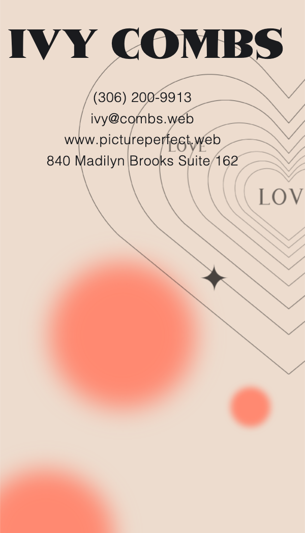 Elegant Coral Heart Business Card Template