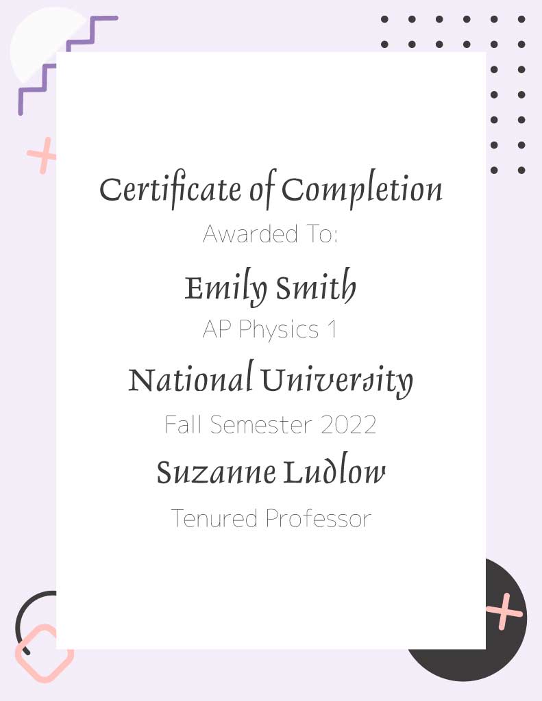 Elegant Lavender Academic Certificate Template