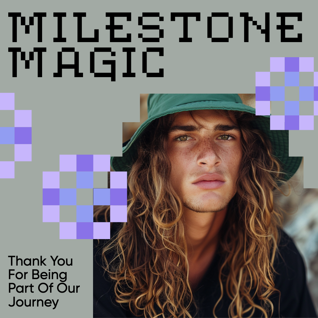 Milestone Magic Blue Pink Instagram Post Design